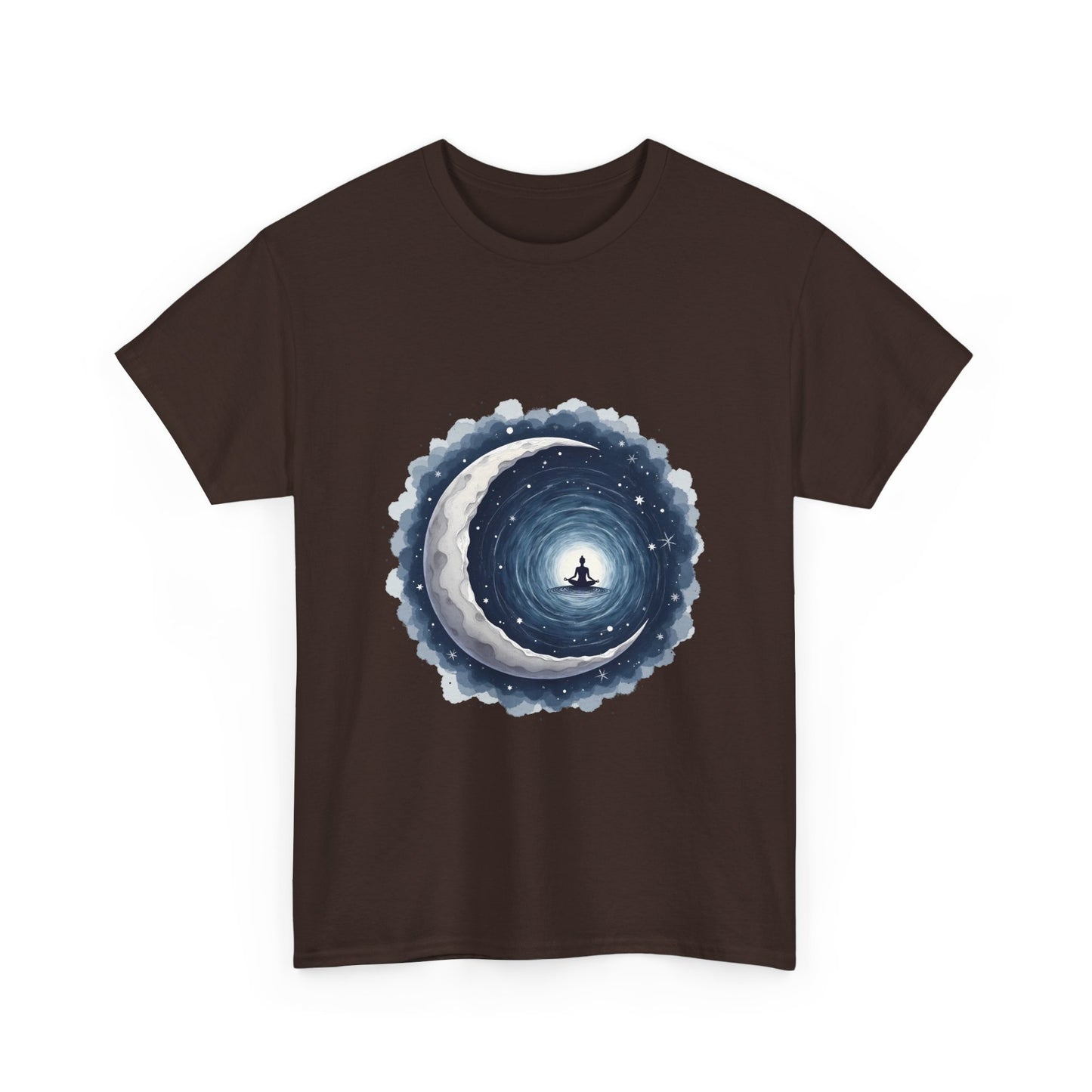 Celestial Moon Unisex Heavy Cotton Tee - Cosmic Graphic Shirt, Casualwear, Gift for Stargazers, Astronomy Enthusiasts, Unique Tee