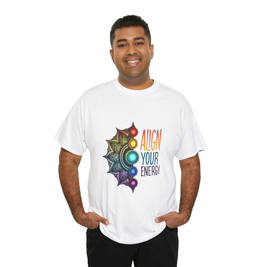 Align Your Energy Unisex Heavy Cotton Tee - Vibrant Spiritual Chakra Design