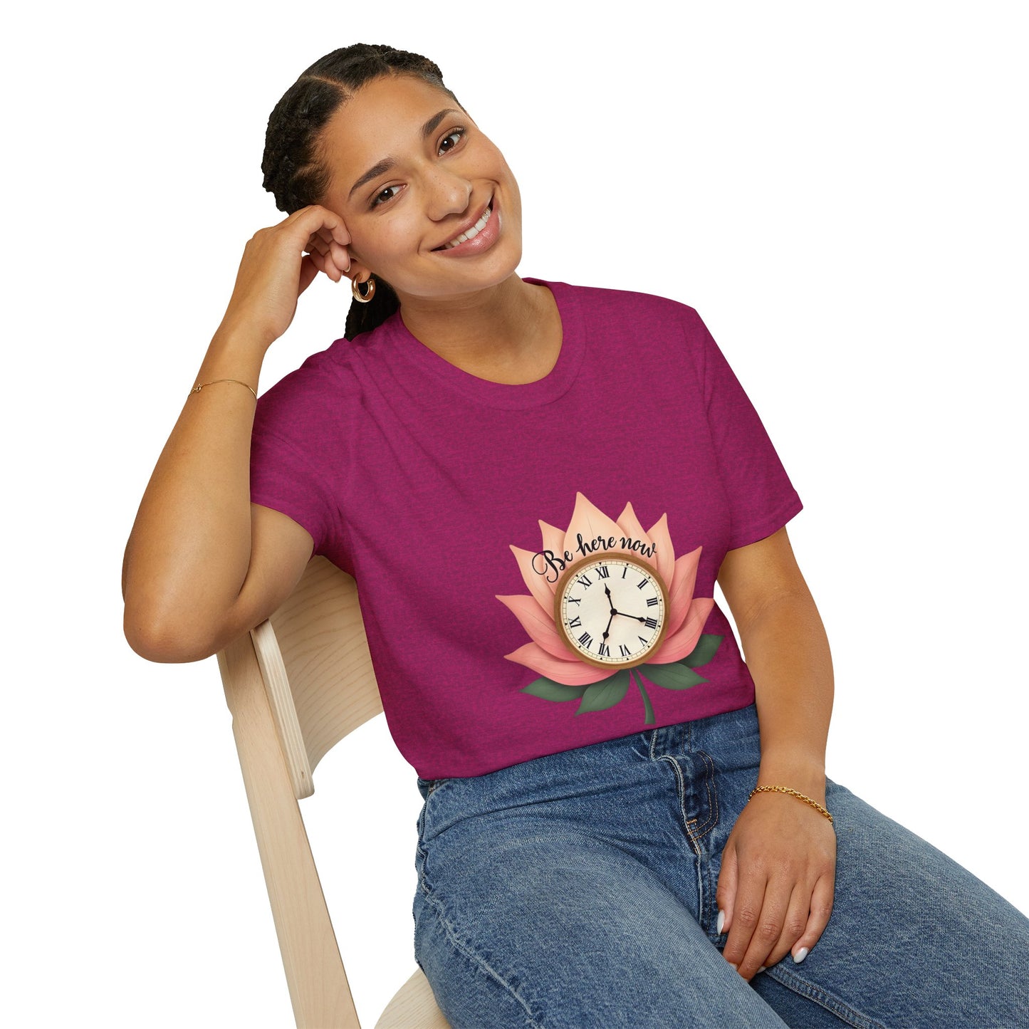 Lotus Flower Inspirational T-Shirt | Mindfulness Tee, Gift for Yoga Lovers, Zen Decor, Self-Care Shirt, Be Here Now Quote