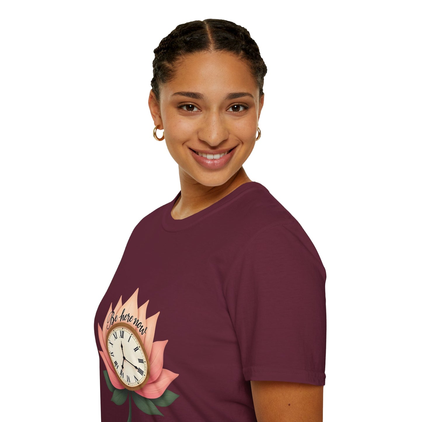 Lotus Flower Inspirational T-Shirt | Mindfulness Tee, Gift for Yoga Lovers, Zen Decor, Self-Care Shirt, Be Here Now Quote