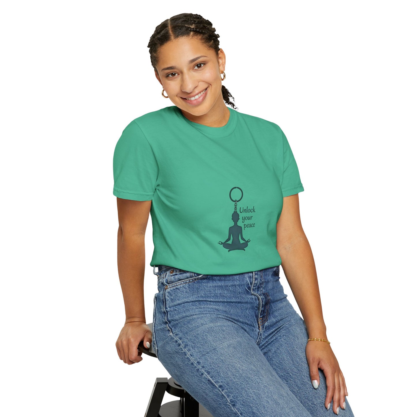 Unisex Garment-Dyed T-shirt: Unlock Your Peace, Mindfulness Tee, Yoga Shirt, Casual Wear, Gift for Yogis, Meditation Top