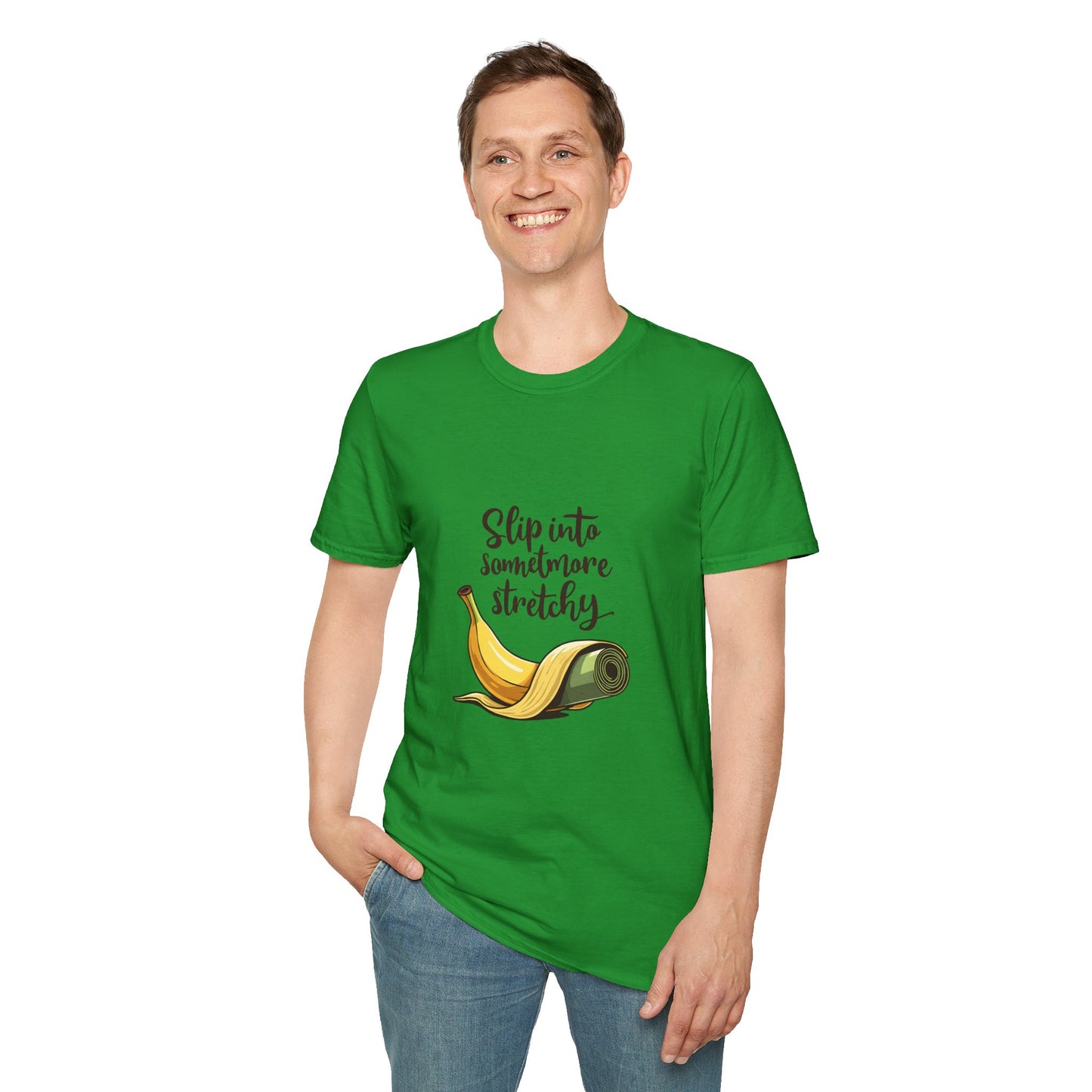 Banana Slip Into Something Stretchy T-Shirt, Funny Tee, Gift for Fruit Lovers, Casual Wear, Eco-Friendly Fashion