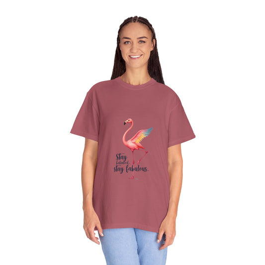 Flamingo Graphic T-Shirt, Stay Fabulous Tee, Summer Casual Wear, Gift for Her, Trendy Vacation Shirt, Cute Beach Outfit