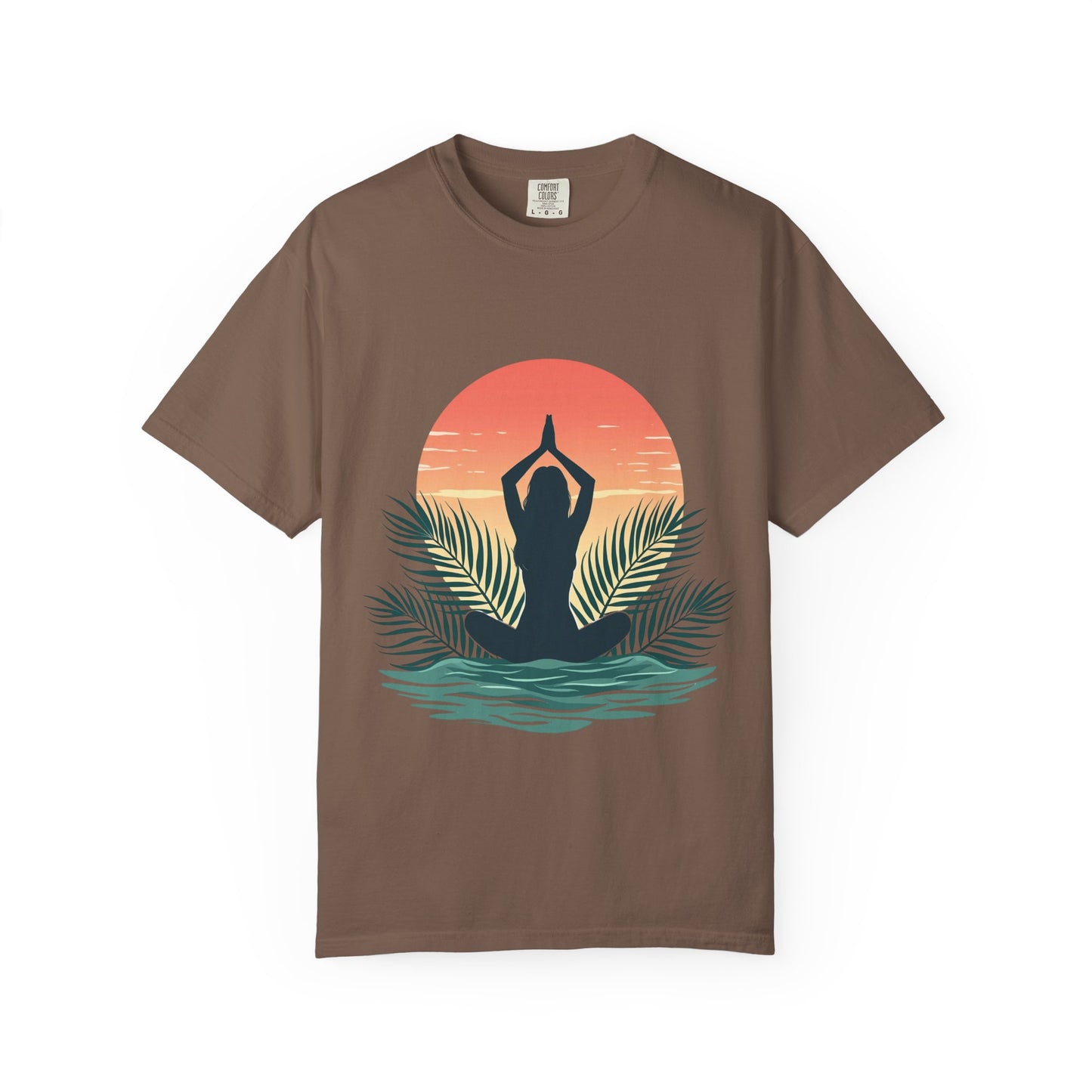 Sunset Yoga T-Shirt, Relaxed Fit Tee for Beach Lovers, Gift for Yoga Enthusiasts, Summer Apparel, Eco-Friendly Fashion