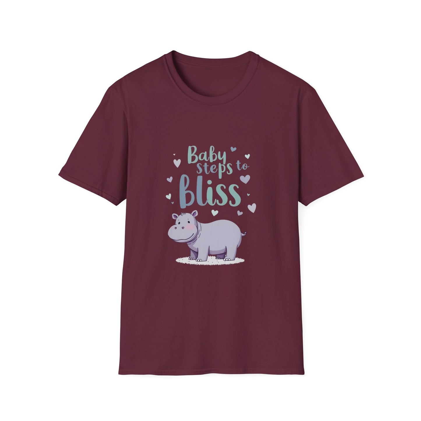 Baby Steps to Bliss Hippo T-Shirt, Cute Animal Tee, Gift for Kids, Fun Family Outing Shirt, Casual Everyday Wear