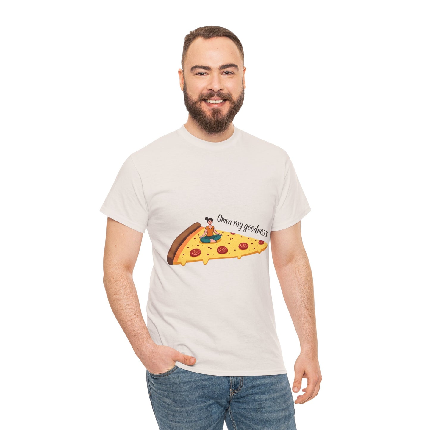 Funny Pizza Lover Unisex Heavy Cotton Tee - 'Oh My Goodness' Design