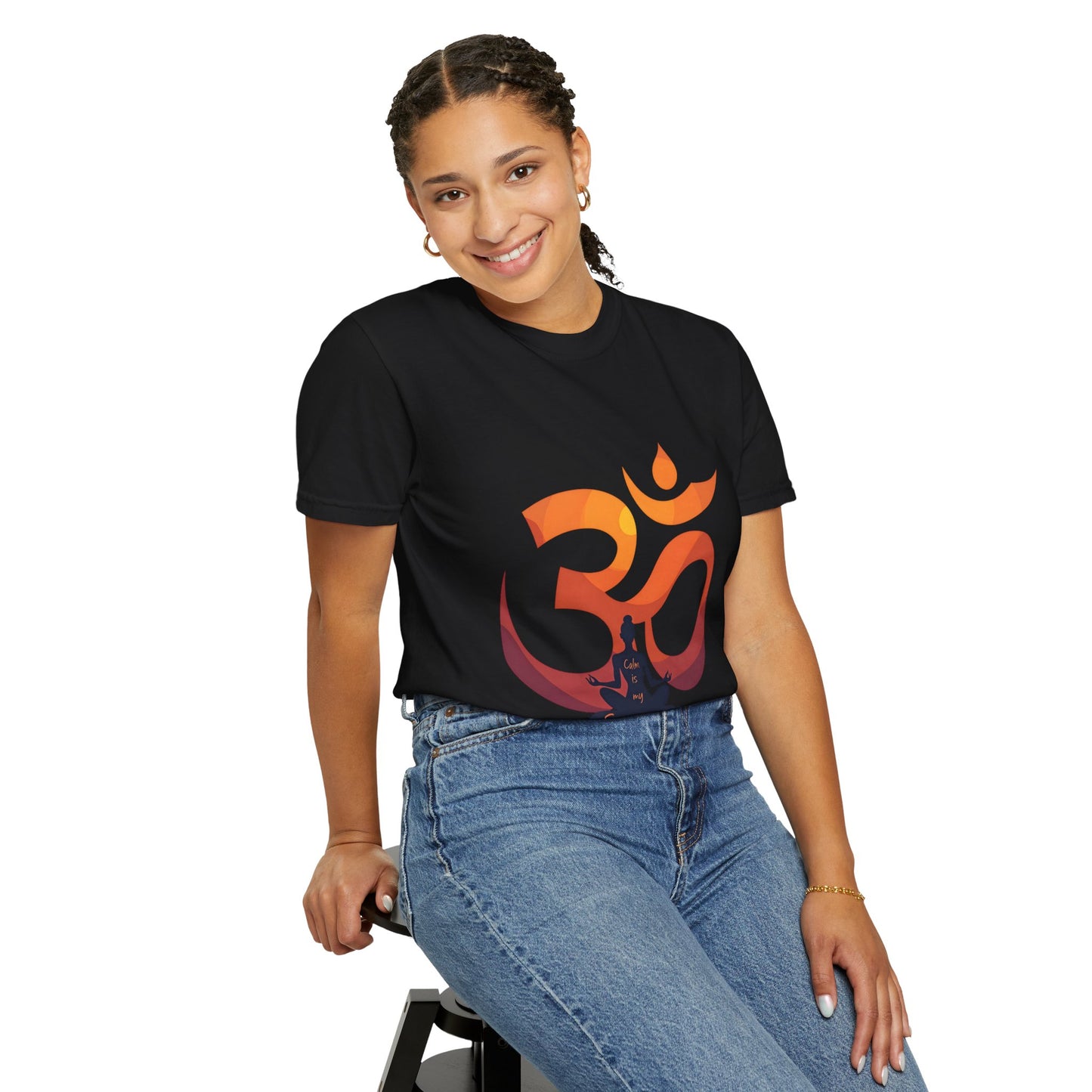 Om Symbol Unisex Garment-Dyed T-shirt, Yoga Shirt, Meditation Apparel, Spiritual Gift, Comfortable Casual Wear