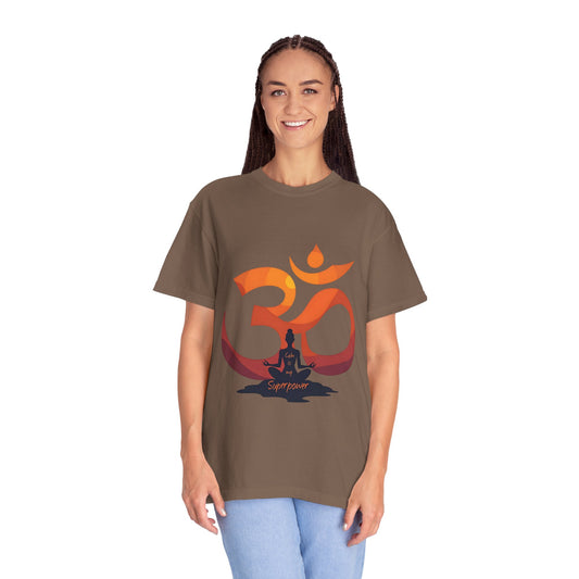 Om Symbol Unisex Garment-Dyed T-shirt, Yoga Shirt, Meditation Apparel, Spiritual Gift, Comfortable Casual Wear