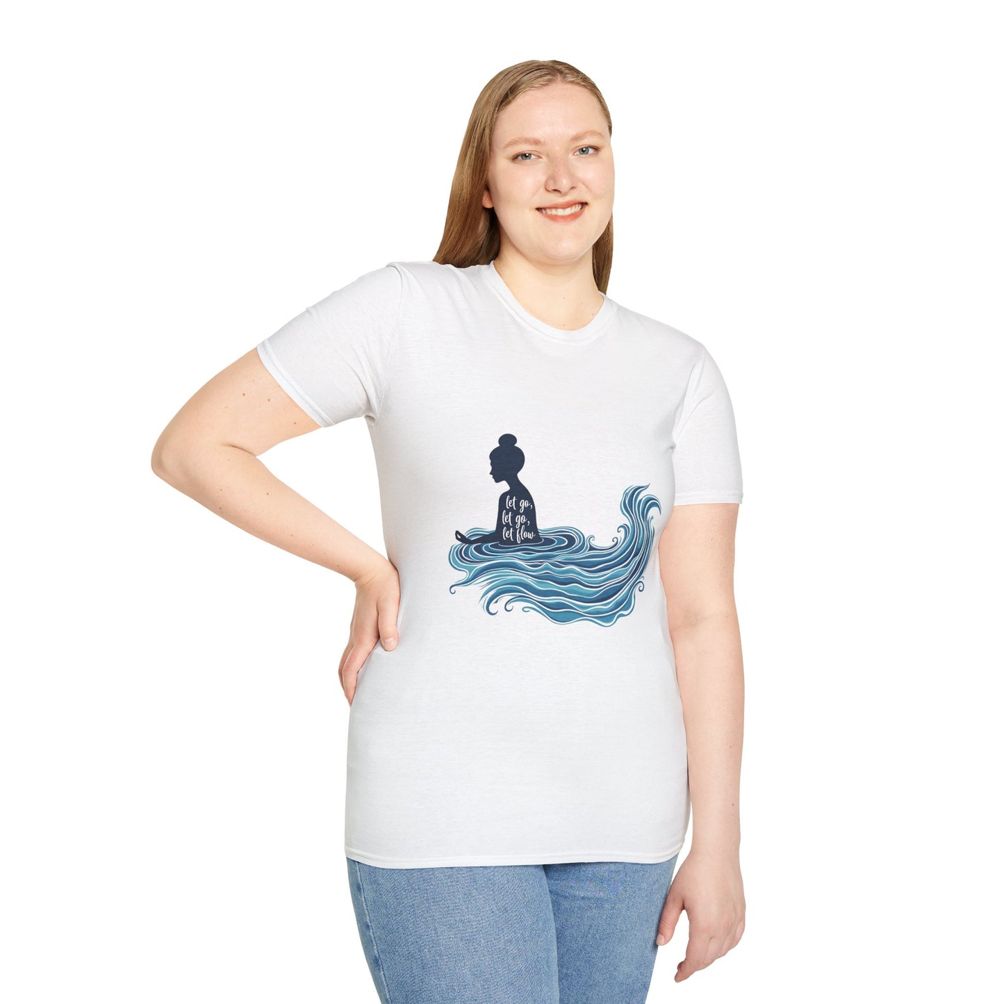 Buddha Wave Graphic T-Shirt | Unisex Softstyle Tee, Spiritual Gift, Meditation Shirt, Ocean Lover Apparel, Zen Clothing