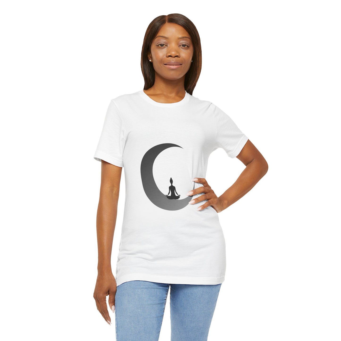 Meditation Moon Unisex Tee, Relaxation Shirt, Yoga Top, Mindfulness Wear, Spiritual Apparel, Gift for Meditation Lovers