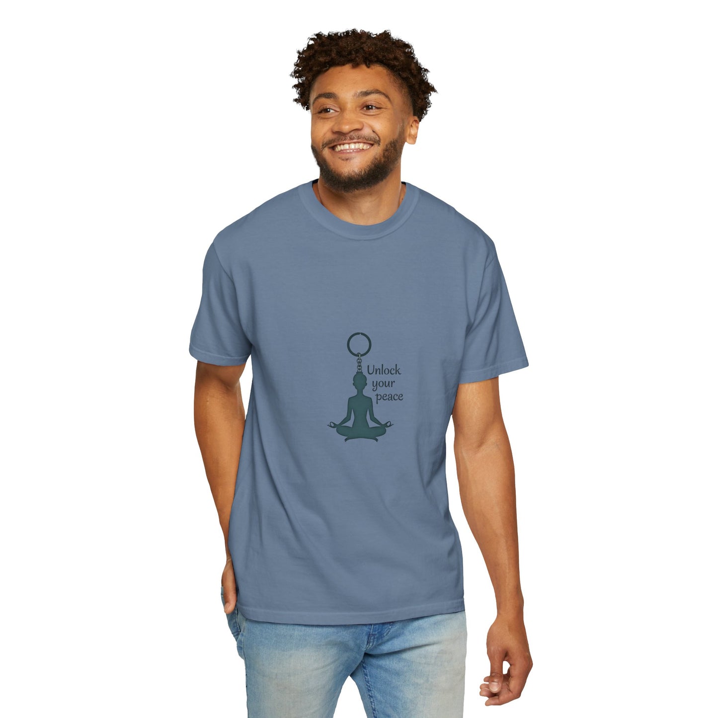 Unisex Garment-Dyed T-shirt: Unlock Your Peace, Mindfulness Tee, Yoga Shirt, Casual Wear, Gift for Yogis, Meditation Top