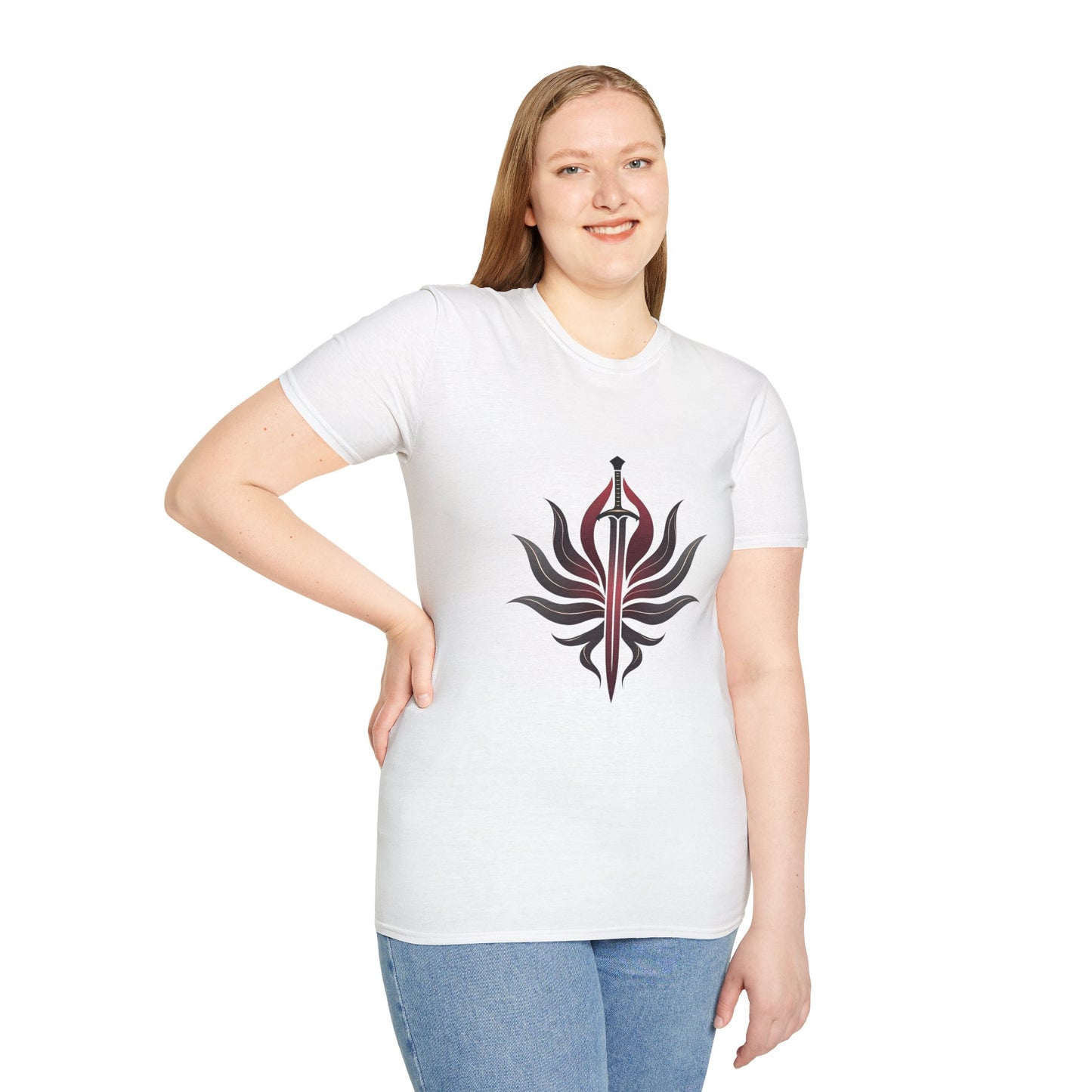 Stylish Unisex Graphic Tee with Sword Design, Casual Wear, Perfect for Gamers, Unique Gift for Birthdays, Summer Festivals