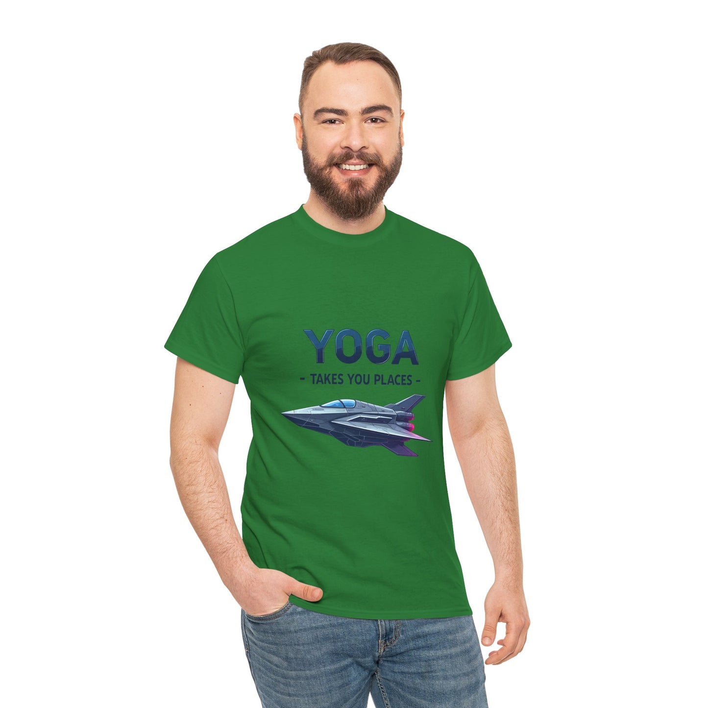 Yoga Takes You Places Unisex Heavy Cotton Tee, Comfortable Graphic T-Shirt, Yoga Lover Gift, Casual Wear, Birthday Present, Fitness Apparel