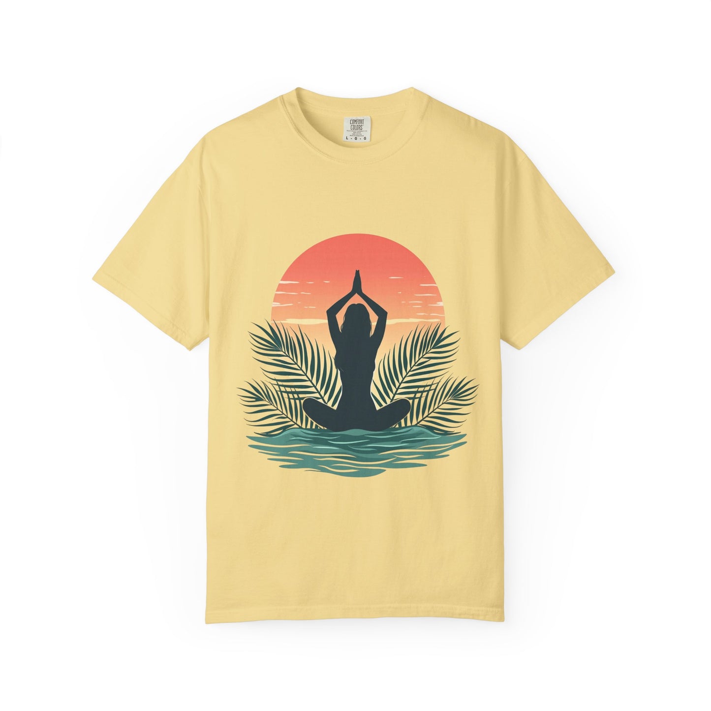 Sunset Yoga T-Shirt, Relaxed Fit Tee for Beach Lovers, Gift for Yoga Enthusiasts, Summer Apparel, Eco-Friendly Fashion