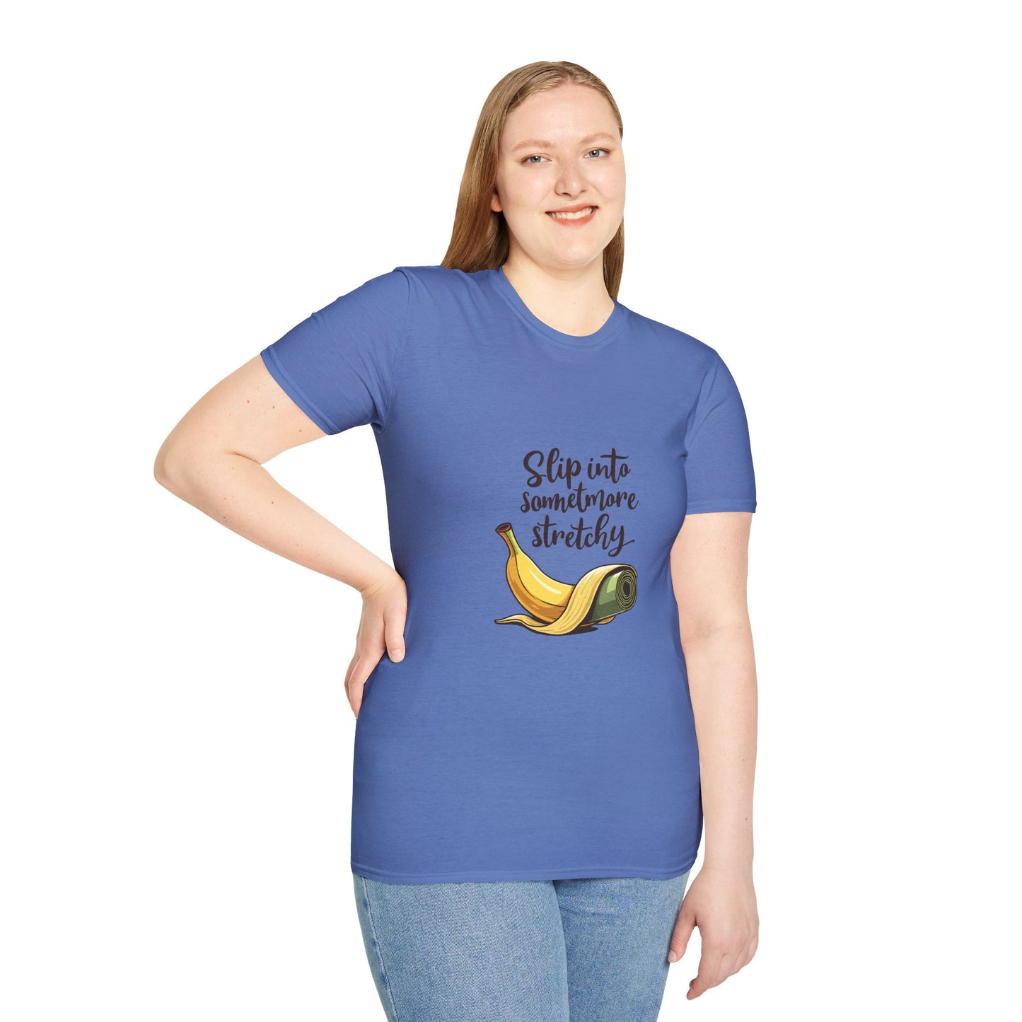 Banana Slip Into Something Stretchy T-Shirt, Funny Tee, Gift for Fruit Lovers, Casual Wear, Eco-Friendly Fashion