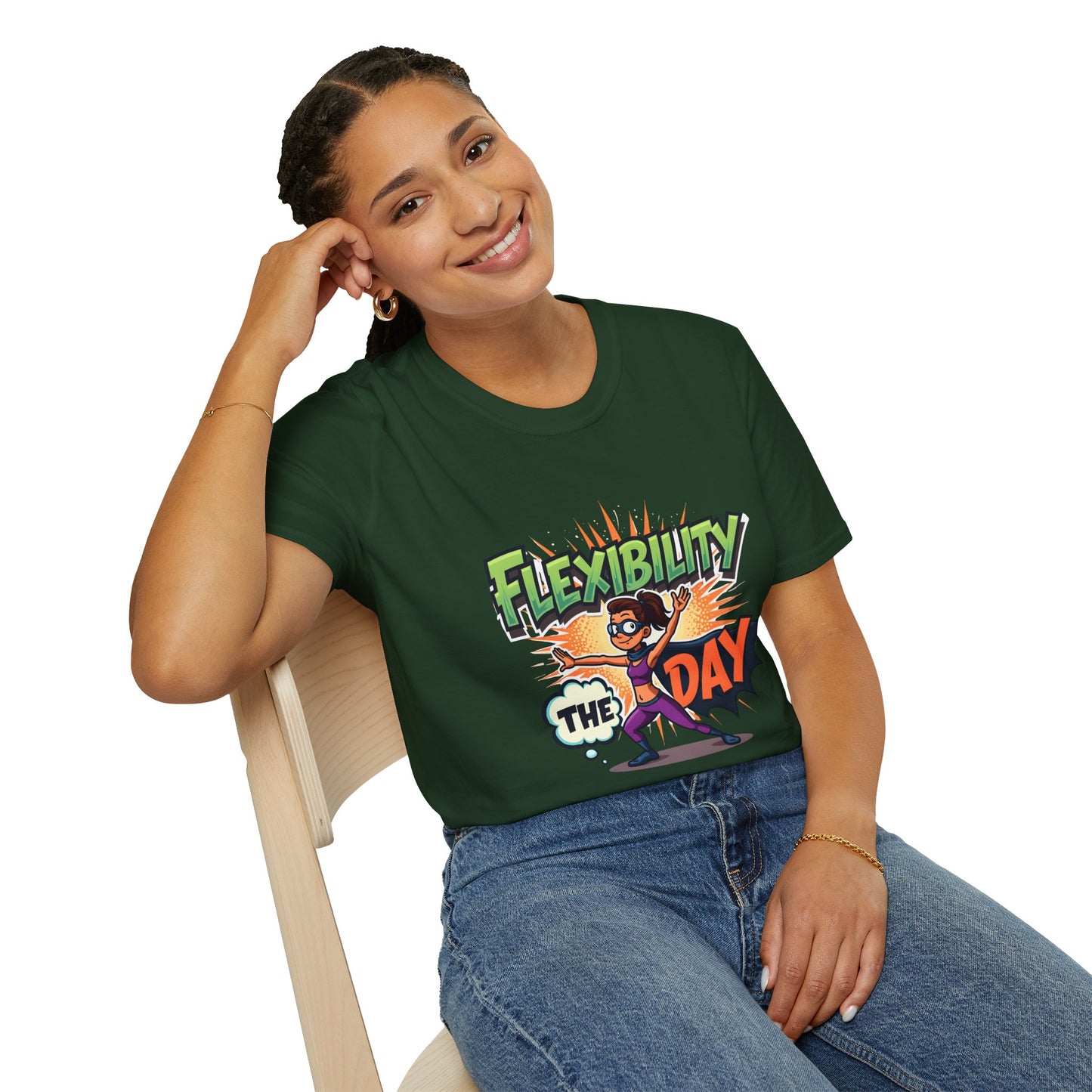 Flexibility Day Unisex T-Shirt, Fun Cartoon Tee, Gift for Fitness Enthusiasts, Motivational Wear, Casual Everyday Apparel