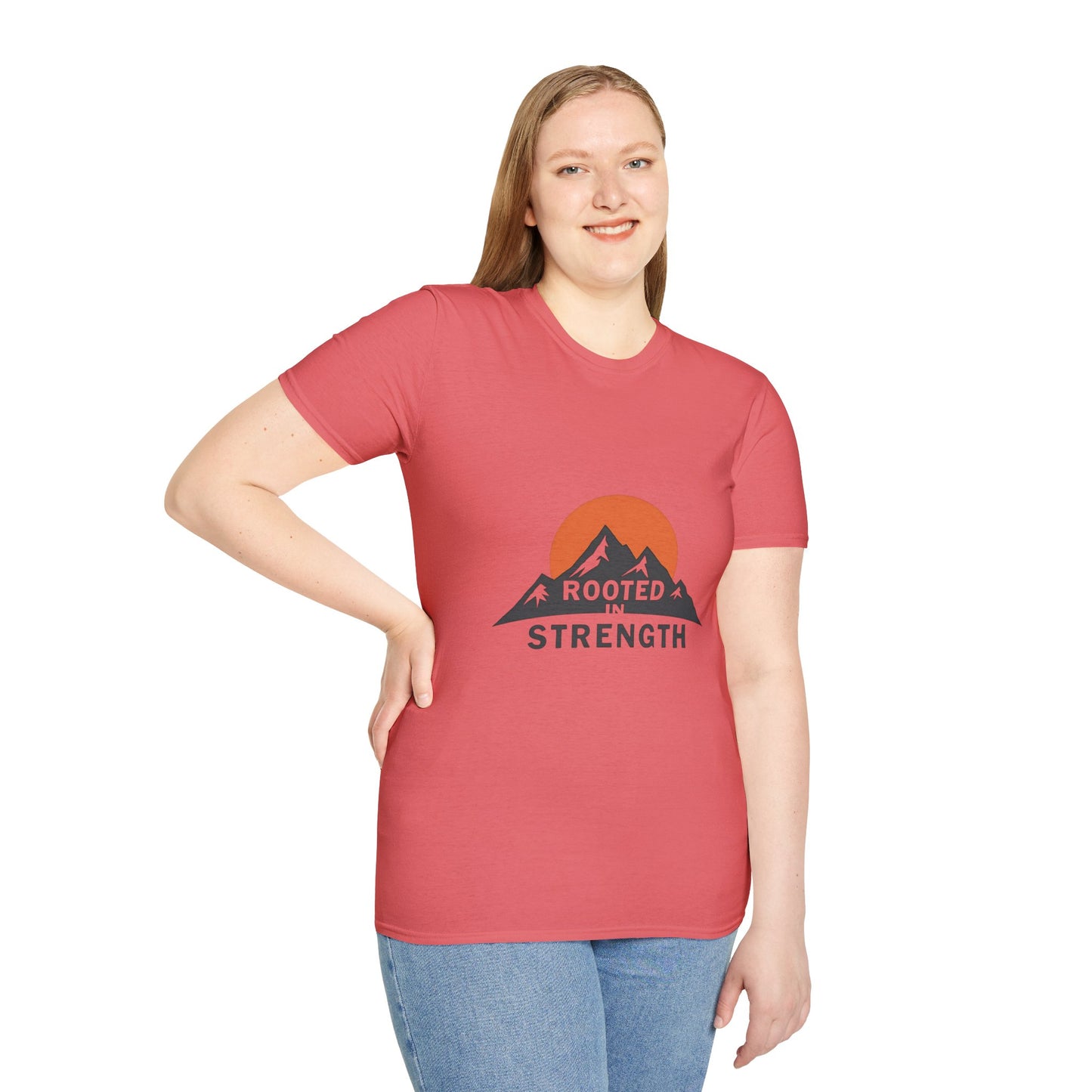 Mountain-Themed Unisex T-Shirt - Rooted in Strength, Inspirational Tee, Outdoor Adventure Shirt, Gift for Nature Lovers, Casual Wear