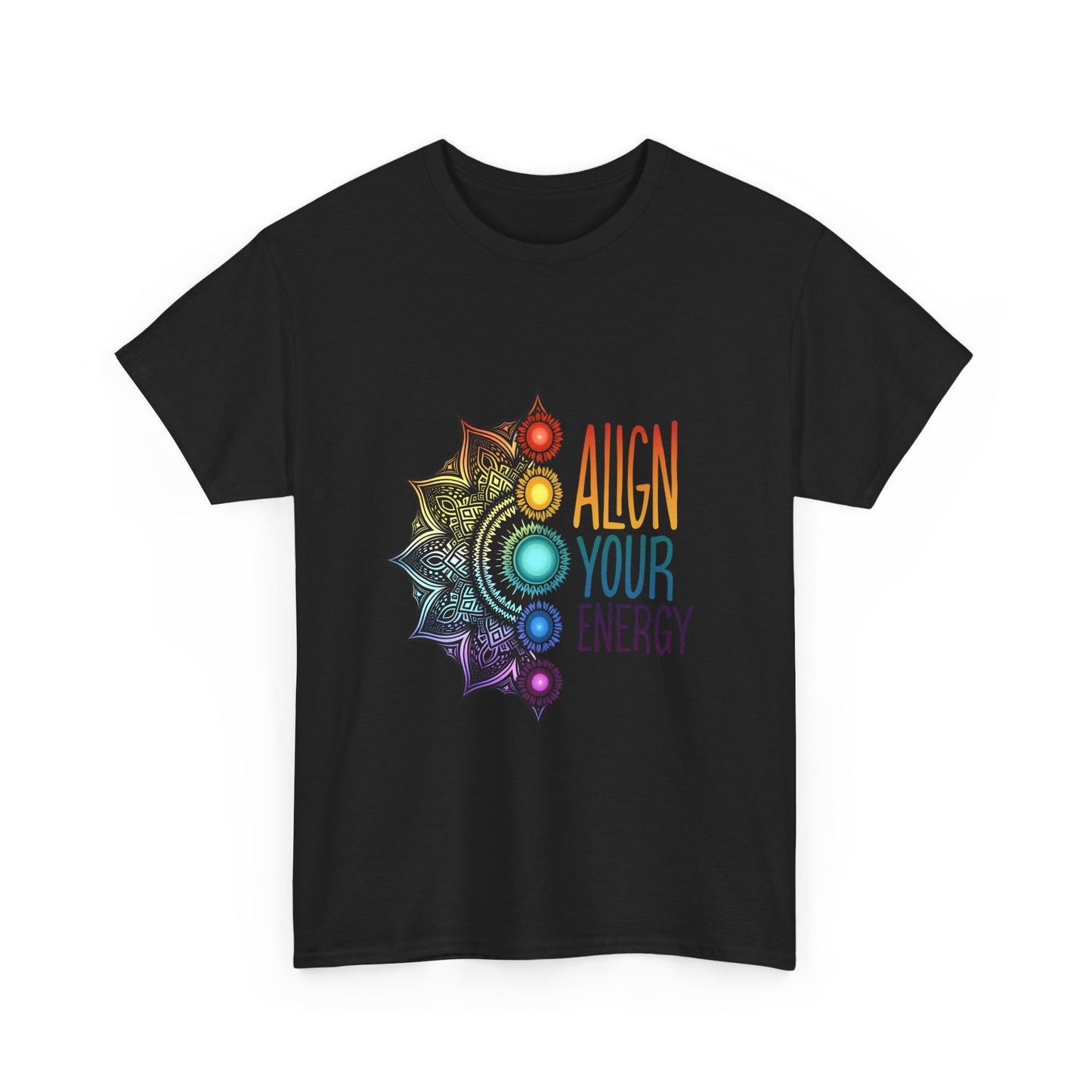 Align Your Energy Unisex Heavy Cotton Tee - Vibrant Spiritual Chakra Design