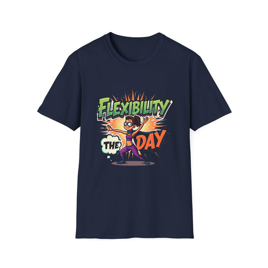 Flexibility Day Unisex T-Shirt, Fun Cartoon Tee, Gift for Fitness Enthusiasts, Motivational Wear, Casual Everyday Apparel