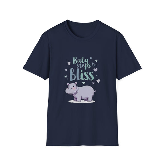 Baby Steps to Bliss Hippo T-Shirt, Cute Animal Tee, Gift for Kids, Fun Family Outing Shirt, Casual Everyday Wear