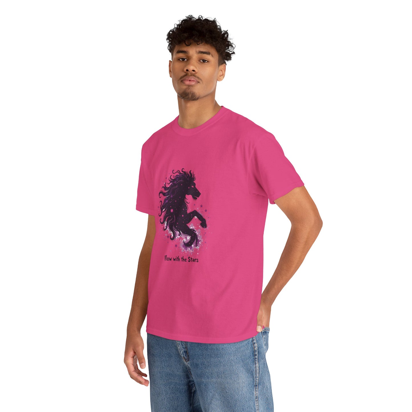 Flow with the Stars Unisex Heavy Cotton Tee - Celestial Horse Design