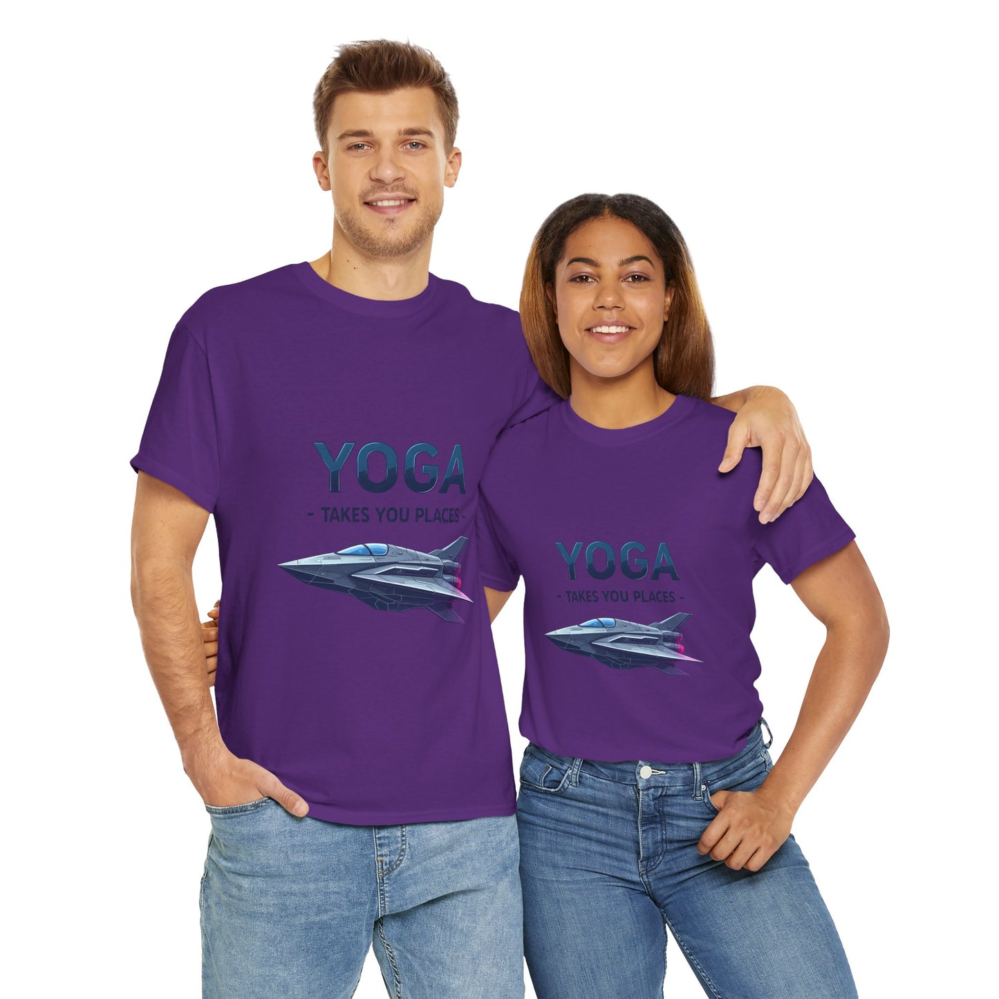 Yoga Takes You Places Unisex Heavy Cotton Tee, Comfortable Graphic T-Shirt, Yoga Lover Gift, Casual Wear, Birthday Present, Fitness Apparel