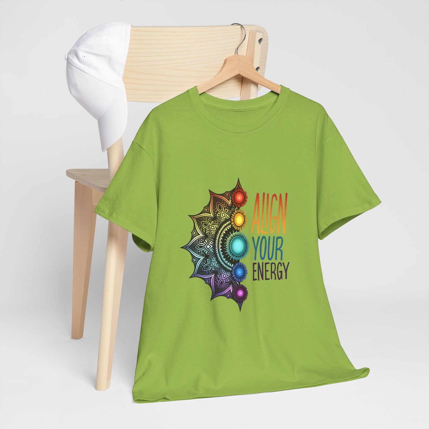 Align Your Energy Unisex Heavy Cotton Tee - Vibrant Spiritual Chakra Design