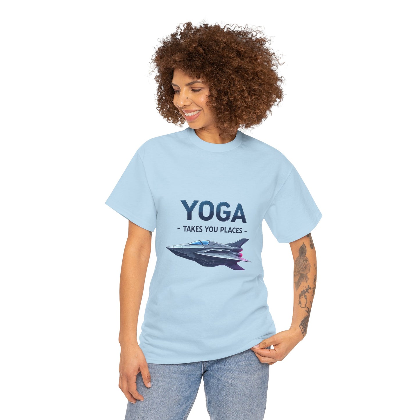 Yoga Takes You Places Unisex Heavy Cotton Tee, Comfortable Graphic T-Shirt, Yoga Lover Gift, Casual Wear, Birthday Present, Fitness Apparel