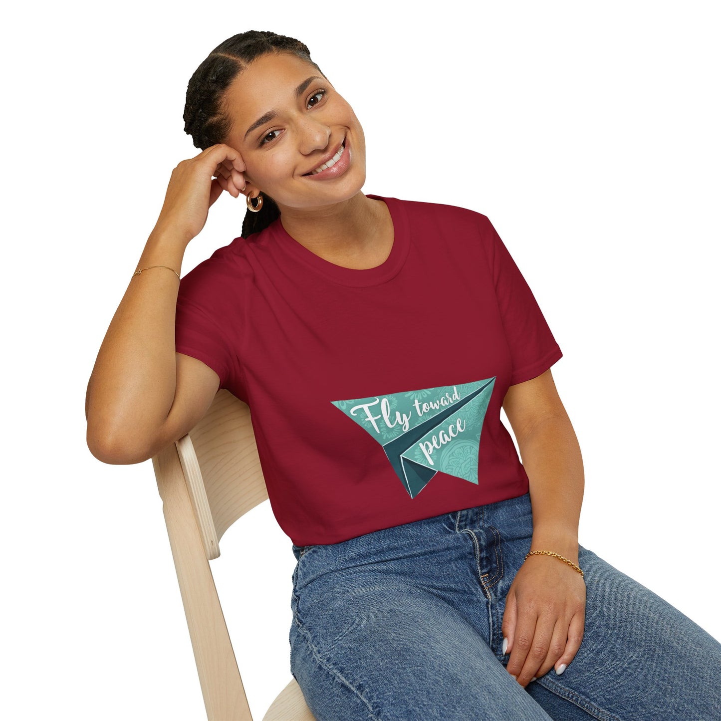 Peaceful Paper Airplane T-Shirt, Inspirational Tee, Unisex Shirt, Gift for Dreamers, Casual Wear, Encouragement Apparel