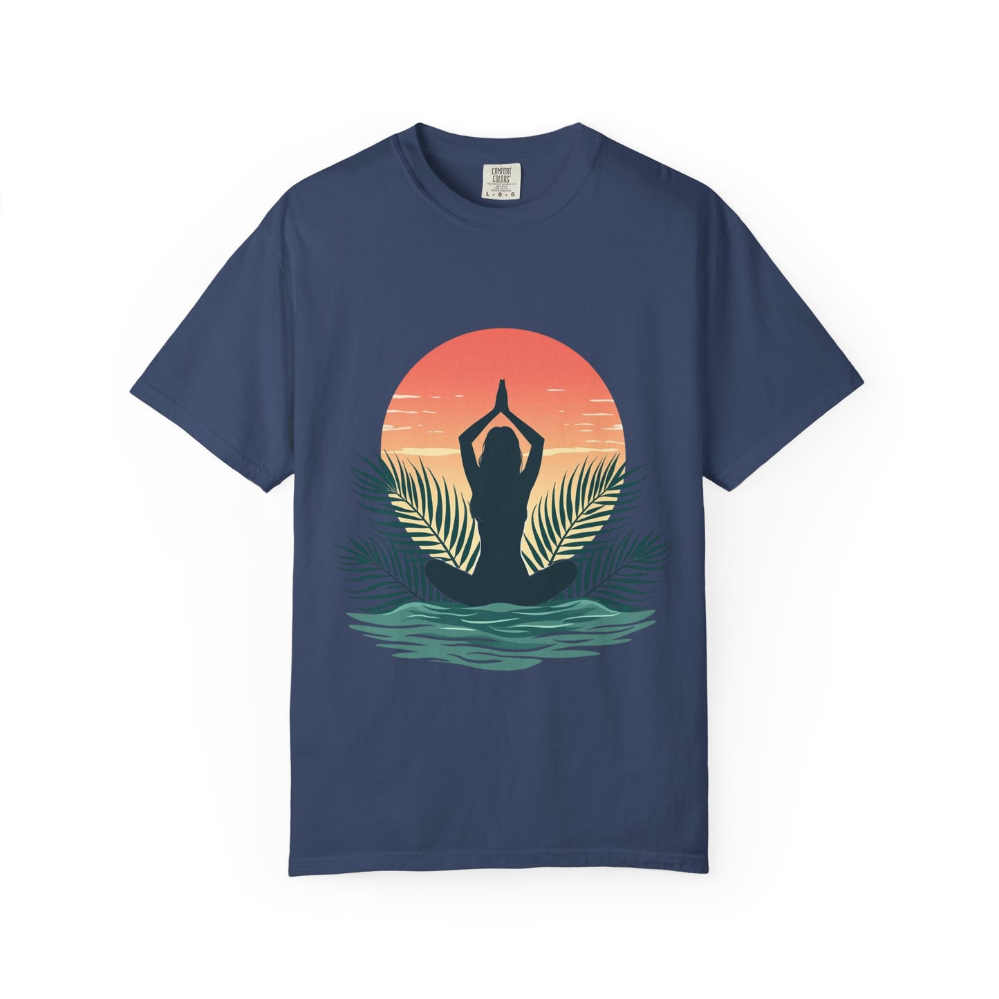 Sunset Yoga T-Shirt, Relaxed Fit Tee for Beach Lovers, Gift for Yoga Enthusiasts, Summer Apparel, Eco-Friendly Fashion