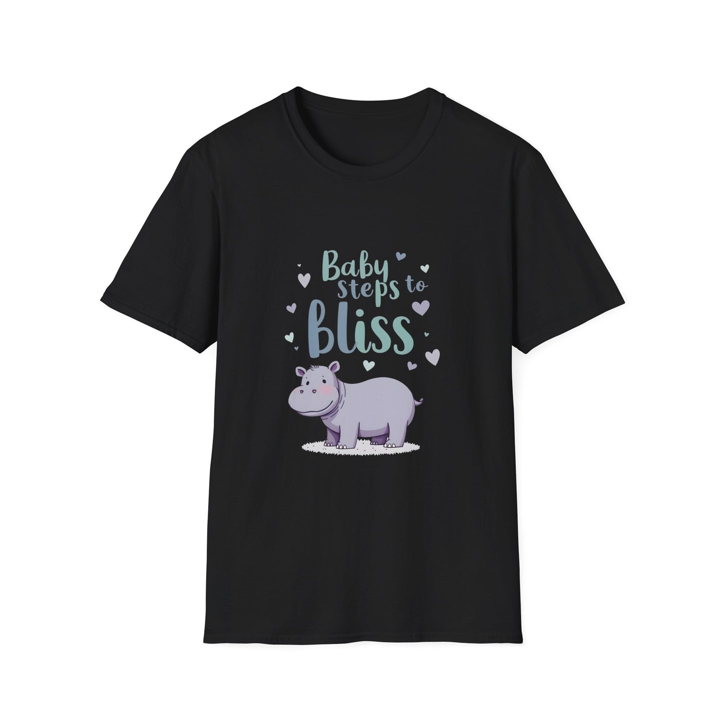 Baby Steps to Bliss Hippo T-Shirt, Cute Animal Tee, Gift for Kids, Fun Family Outing Shirt, Casual Everyday Wear