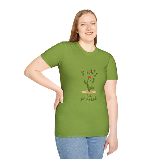 Prickly but Present Cactus T-Shirt | Fun Graphic Tee for Nature Lovers | Perfect Gift for Occasions & Everyday Wear