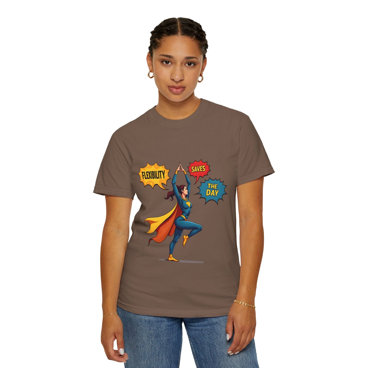 Flexibility Superhero T-Shirt | Unisex Garment-Dyed Tee for Fitness Lovers, Motivational Apparel, Gift for Athletes, Casual Wear, Gym Shirt