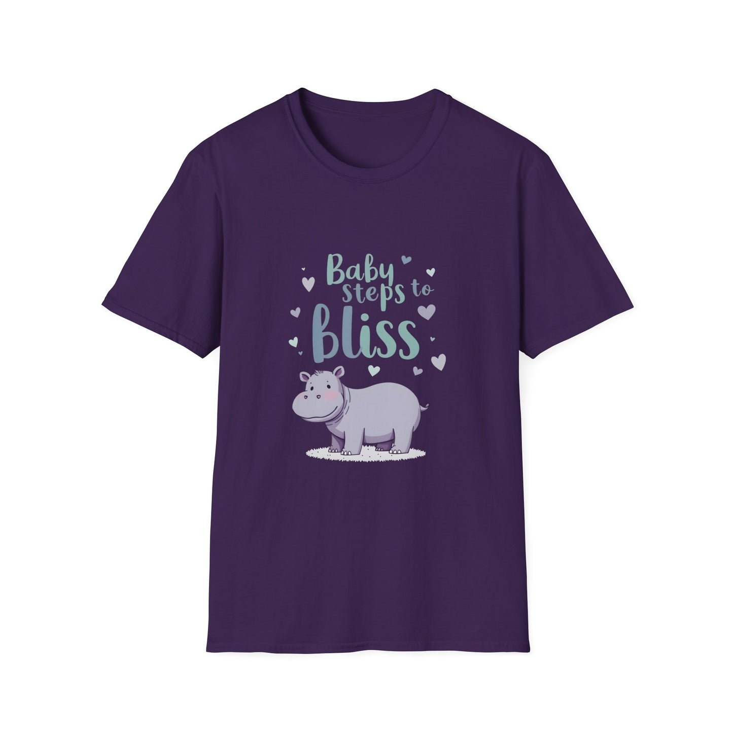 Baby Steps to Bliss Hippo T-Shirt, Cute Animal Tee, Gift for Kids, Fun Family Outing Shirt, Casual Everyday Wear