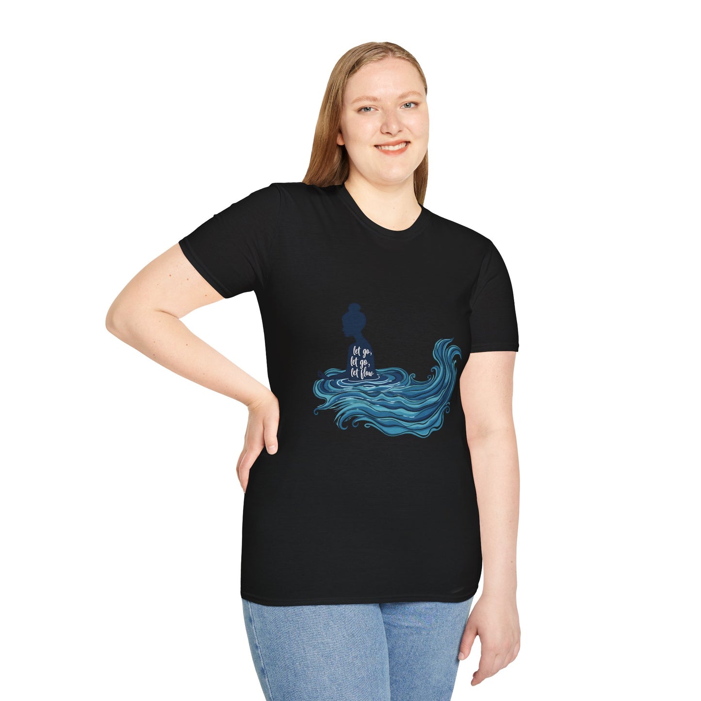 Buddha Wave Graphic T-Shirt | Unisex Softstyle Tee, Spiritual Gift, Meditation Shirt, Ocean Lover Apparel, Zen Clothing