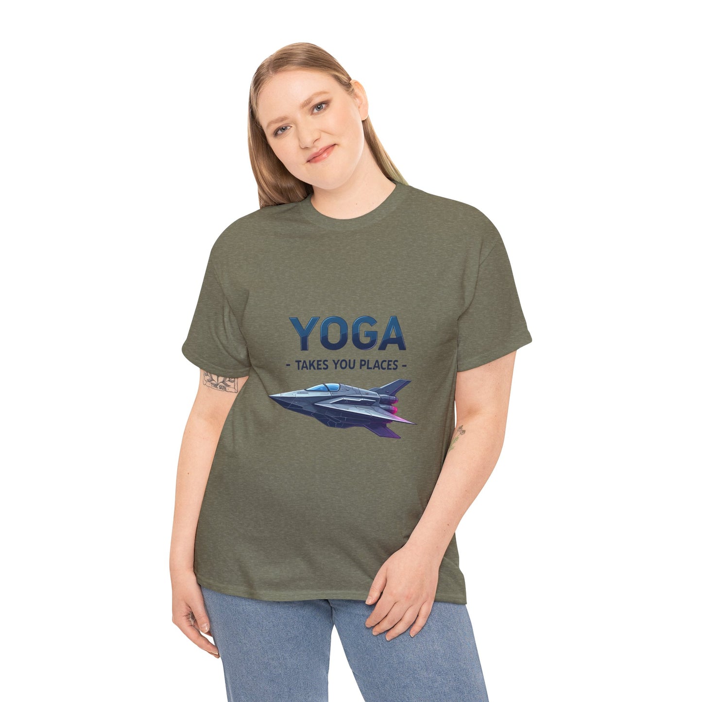 Yoga Takes You Places Unisex Heavy Cotton Tee, Comfortable Graphic T-Shirt, Yoga Lover Gift, Casual Wear, Birthday Present, Fitness Apparel
