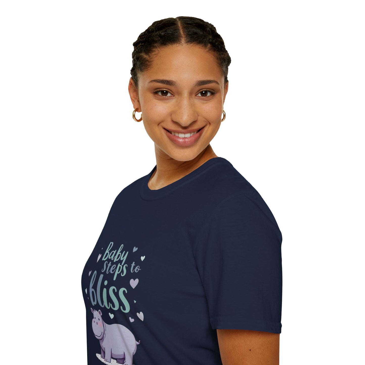 Baby Steps to Bliss Hippo T-Shirt, Cute Animal Tee, Gift for Kids, Fun Family Outing Shirt, Casual Everyday Wear