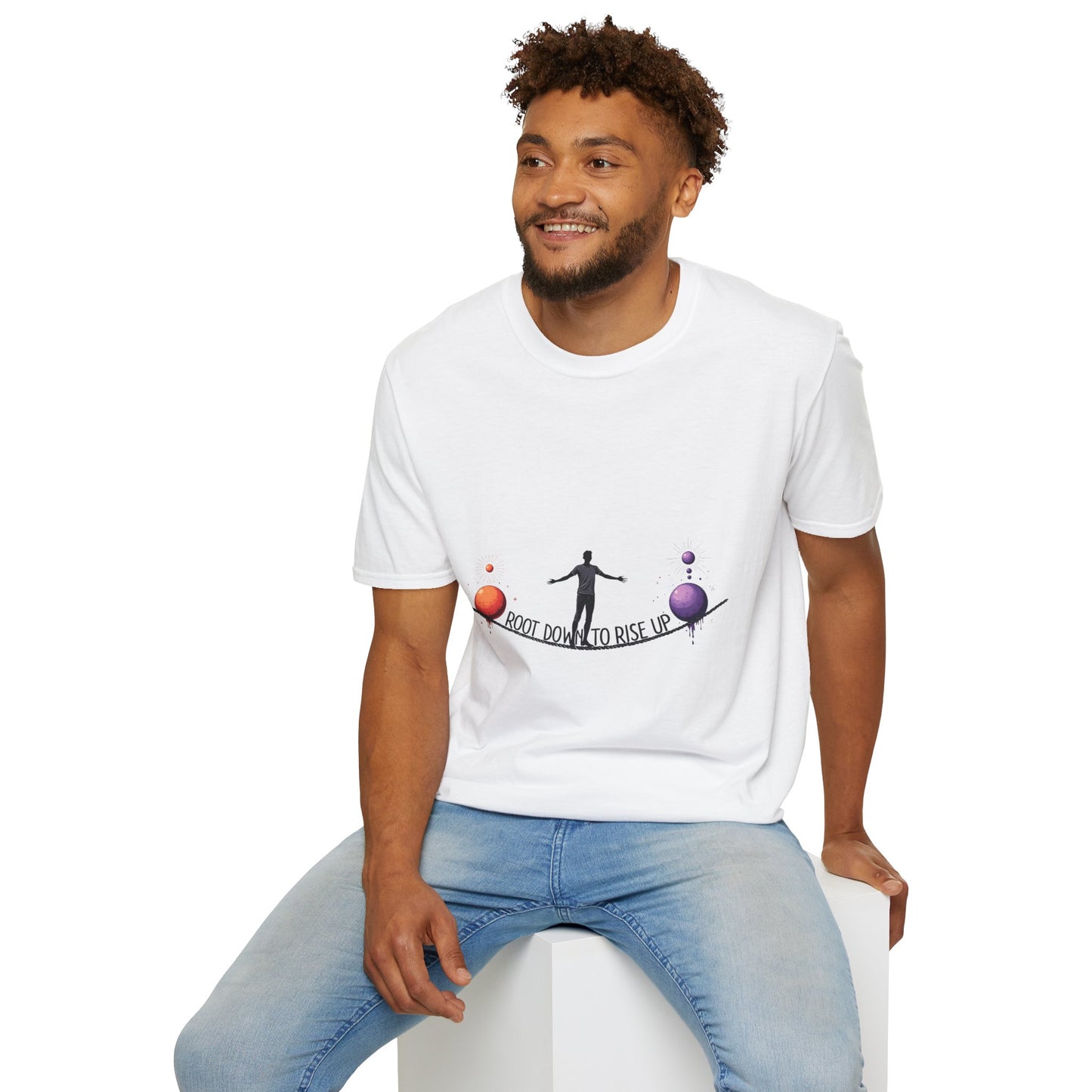 Balance Your Life Unisex Softstyle T-Shirt, Motivational Tee, Inspirational Shirt, Gift for Yoga Lovers, Mindfulness Apparel, Positive Vibes
