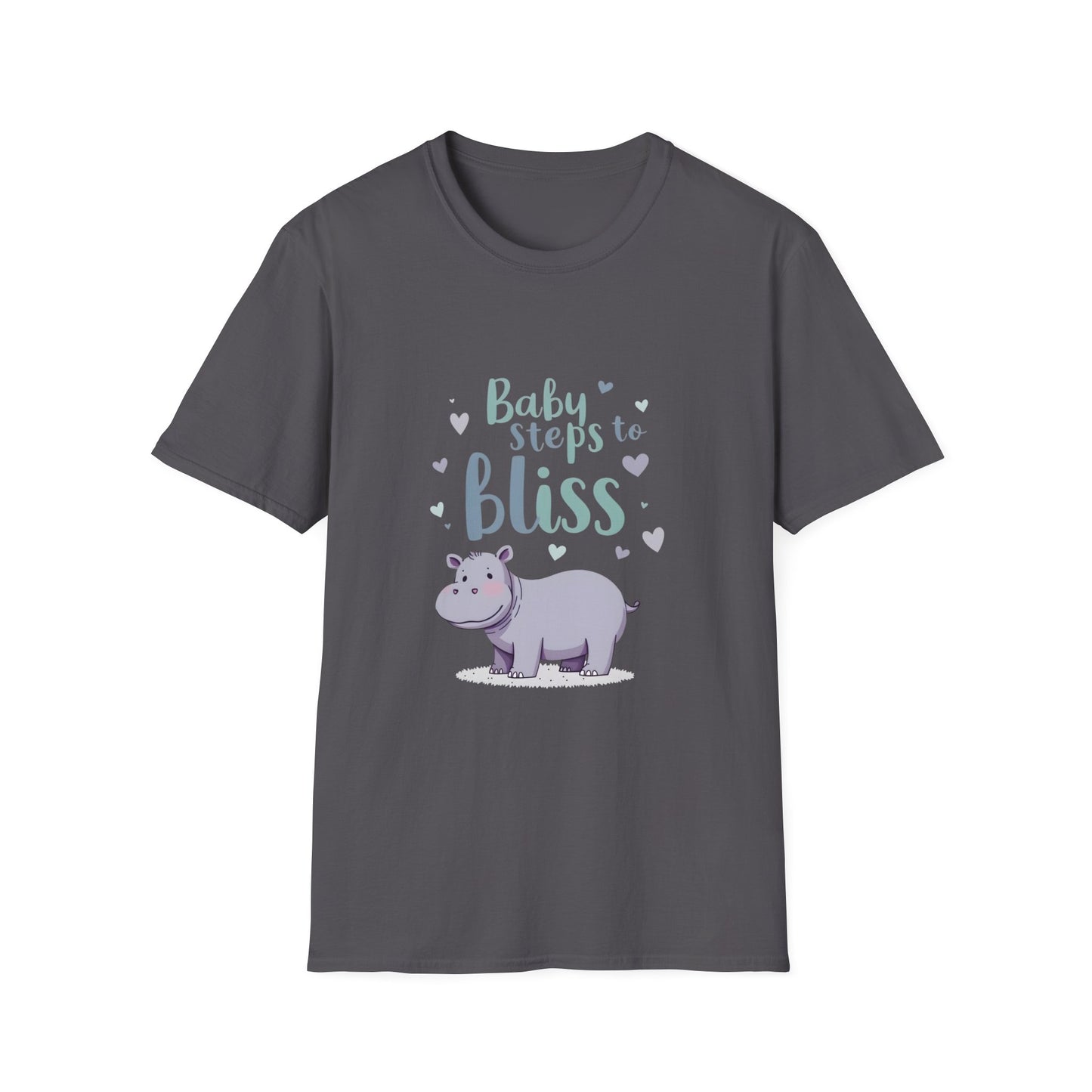 Baby Steps to Bliss Hippo T-Shirt, Cute Animal Tee, Gift for Kids, Fun Family Outing Shirt, Casual Everyday Wear