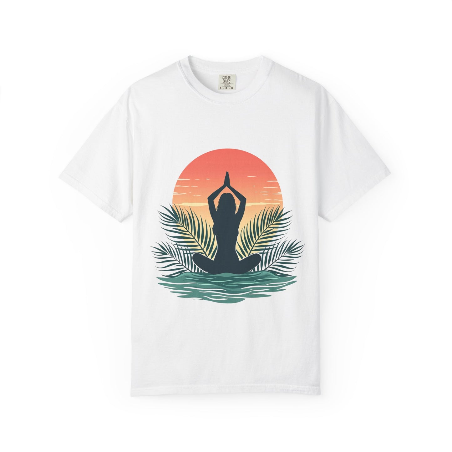 Sunset Yoga T-Shirt, Relaxed Fit Tee for Beach Lovers, Gift for Yoga Enthusiasts, Summer Apparel, Eco-Friendly Fashion