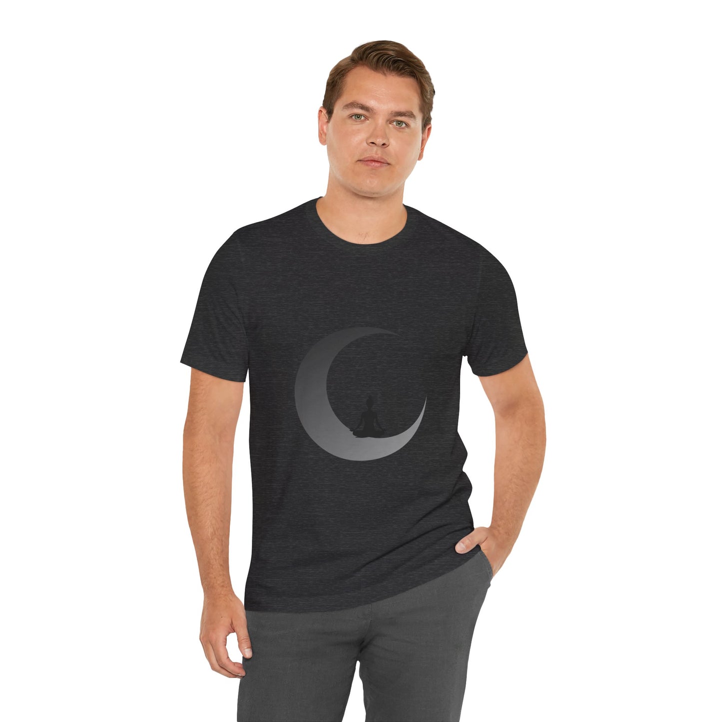 Meditation Moon Unisex Tee, Relaxation Shirt, Yoga Top, Mindfulness Wear, Spiritual Apparel, Gift for Meditation Lovers