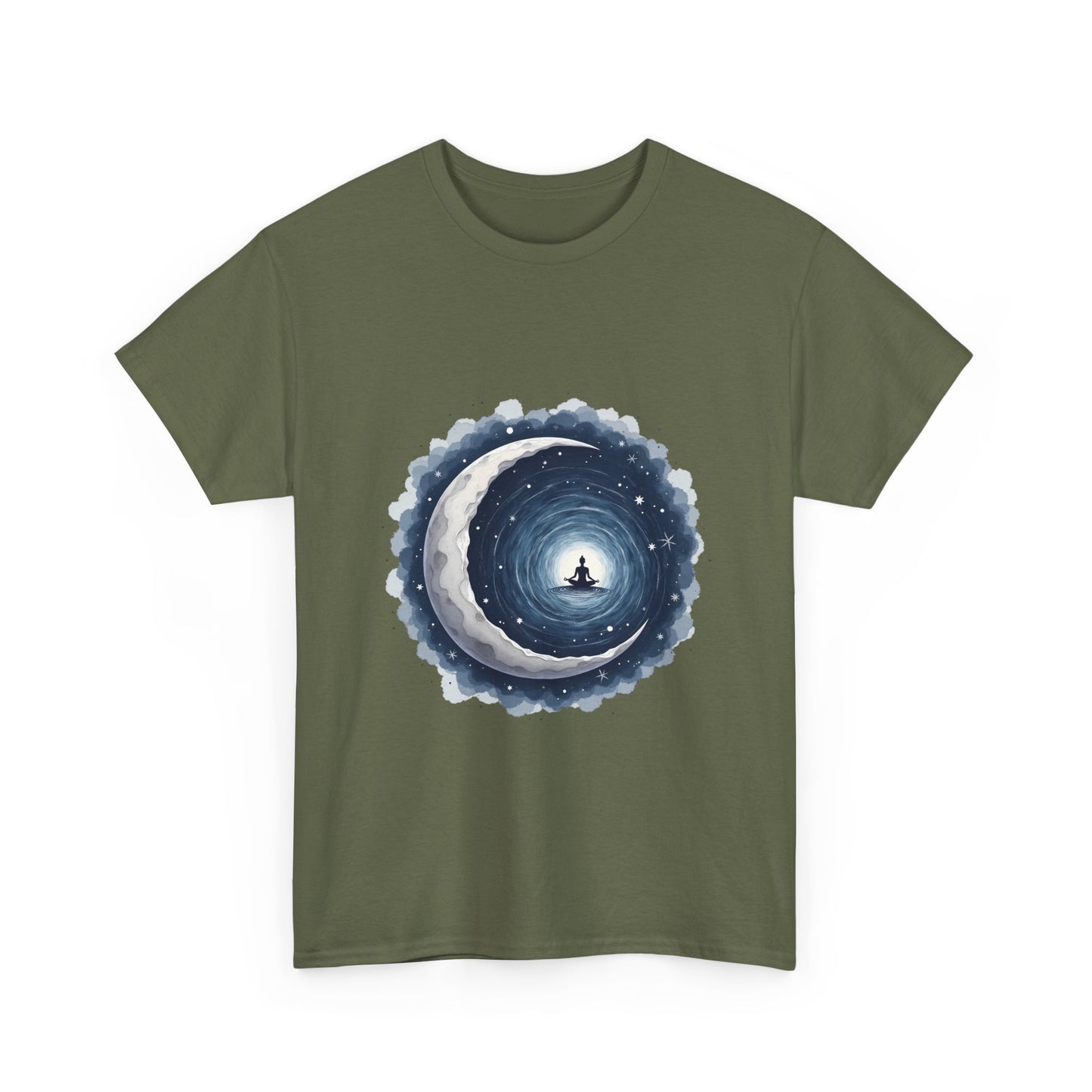 Celestial Moon Unisex Heavy Cotton Tee - Cosmic Graphic Shirt, Casualwear, Gift for Stargazers, Astronomy Enthusiasts, Unique Tee