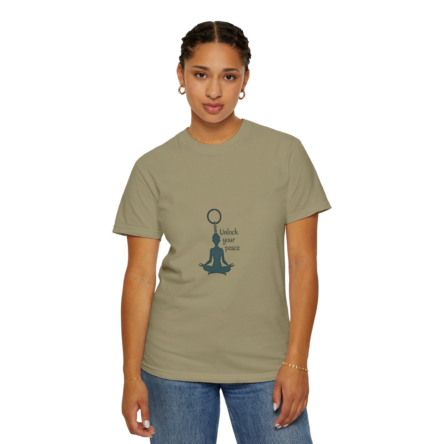 Unisex Garment-Dyed T-shirt: Unlock Your Peace, Mindfulness Tee, Yoga Shirt, Casual Wear, Gift for Yogis, Meditation Top