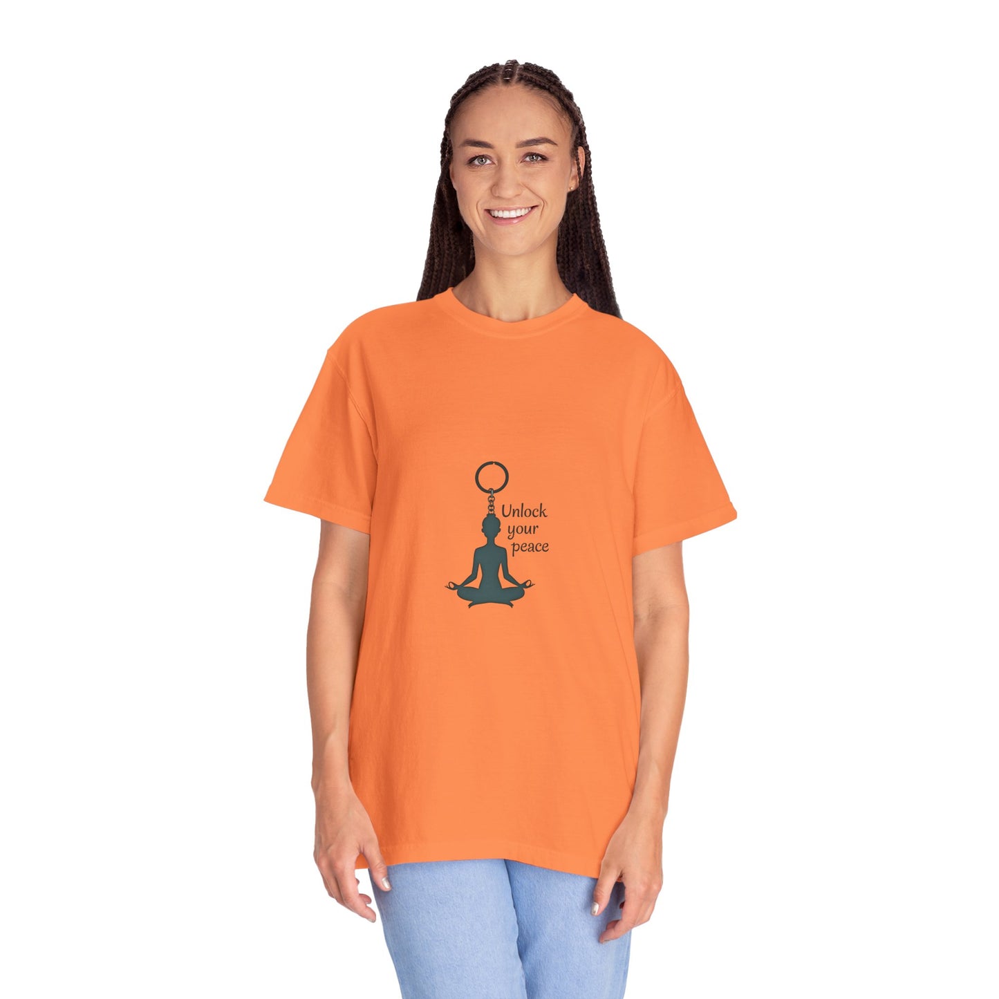 Unisex Garment-Dyed T-shirt: Unlock Your Peace, Mindfulness Tee, Yoga Shirt, Casual Wear, Gift for Yogis, Meditation Top
