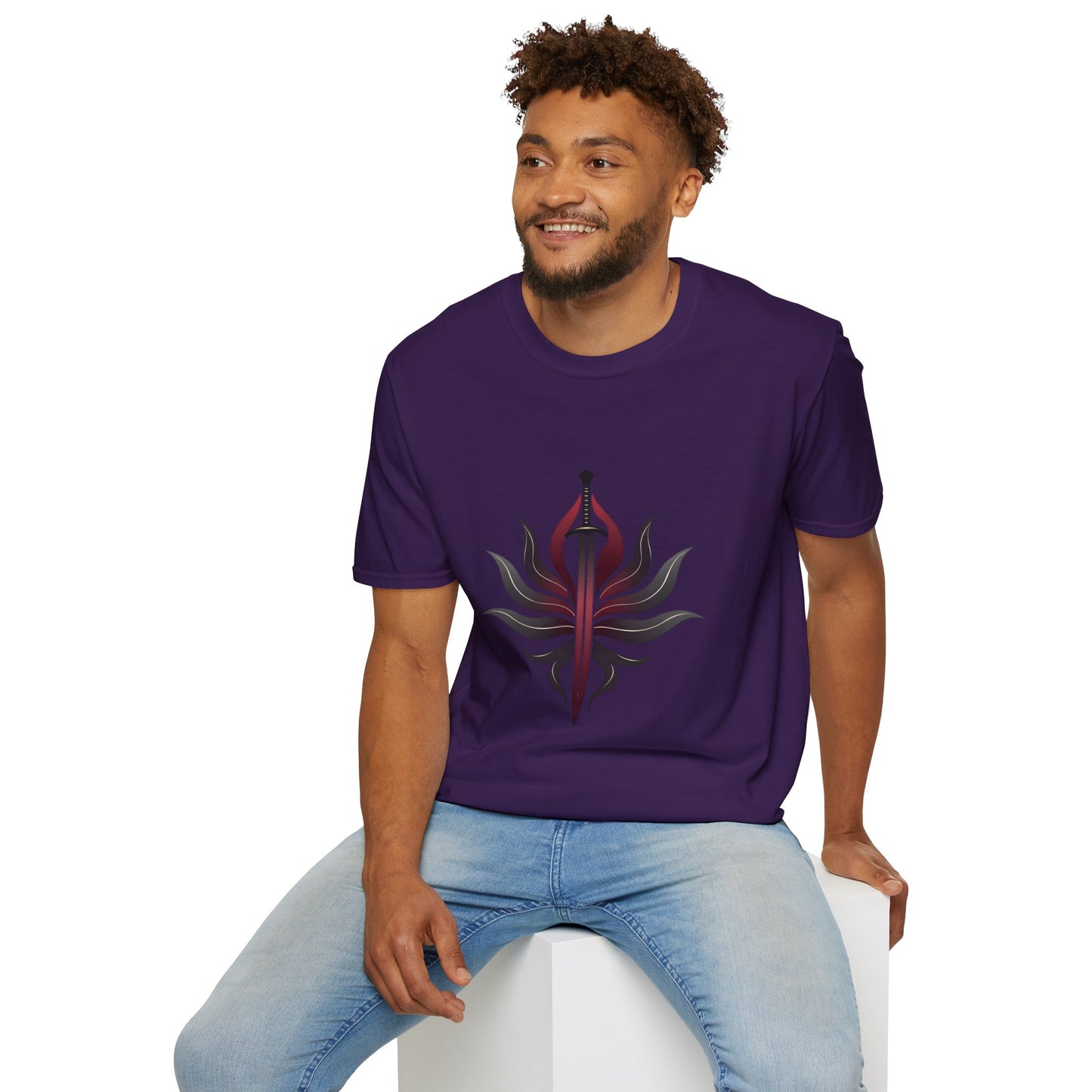 Stylish Unisex Graphic Tee with Sword Design, Casual Wear, Perfect for Gamers, Unique Gift for Birthdays, Summer Festivals