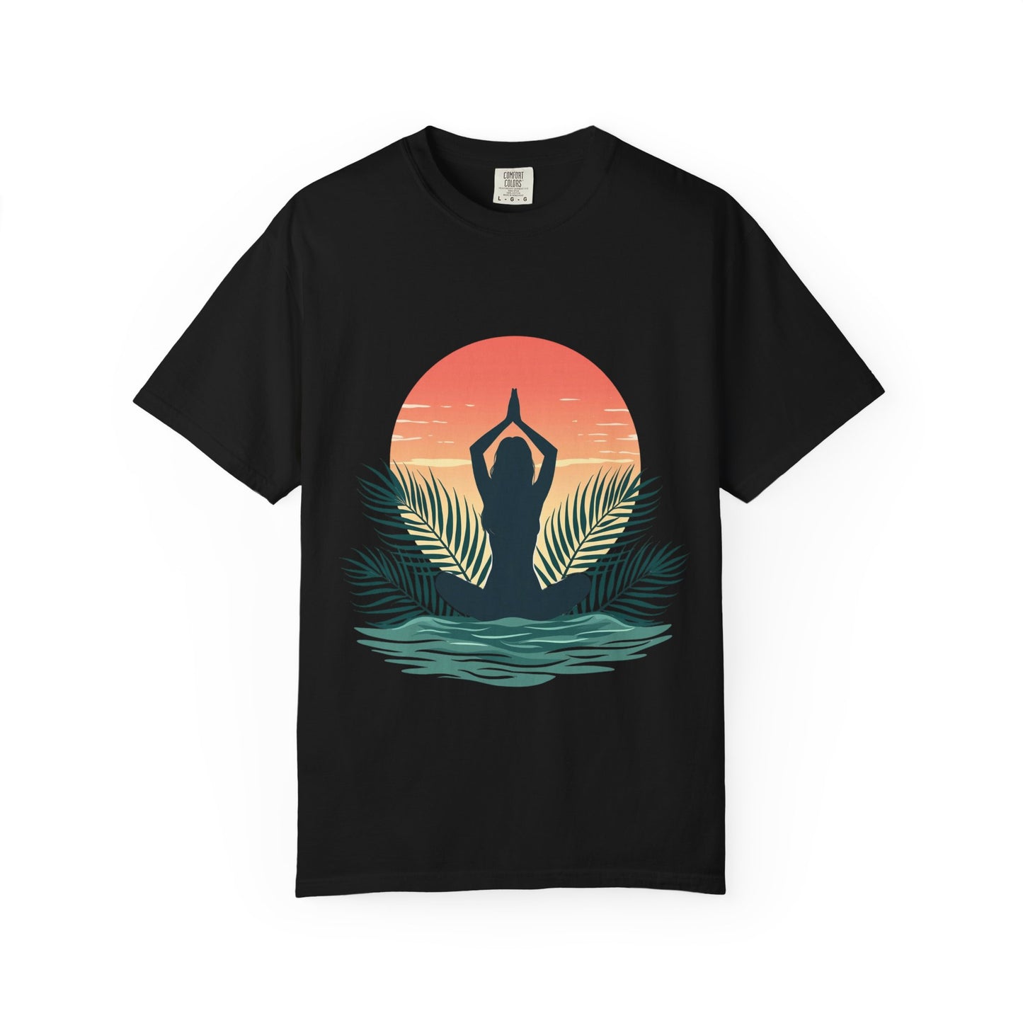 Sunset Yoga T-Shirt, Relaxed Fit Tee for Beach Lovers, Gift for Yoga Enthusiasts, Summer Apparel, Eco-Friendly Fashion