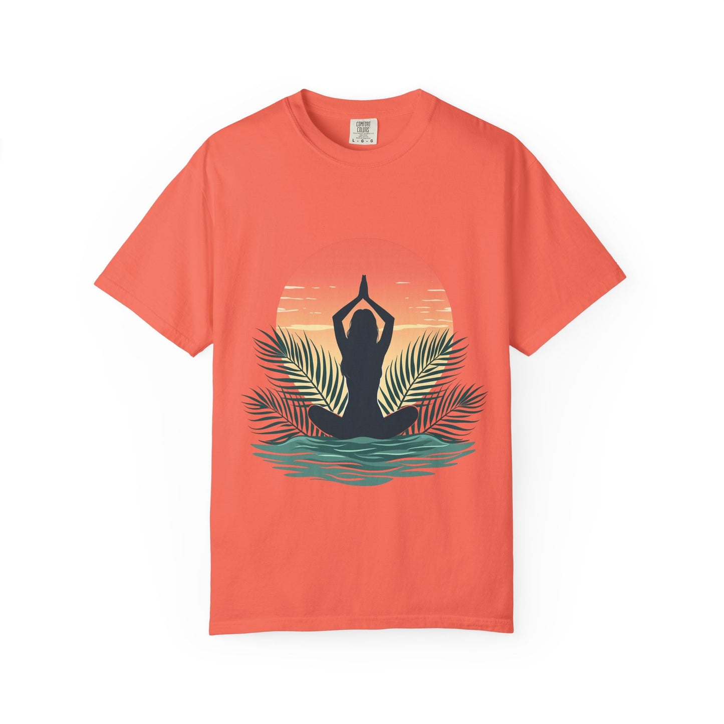 Sunset Yoga T-Shirt, Relaxed Fit Tee for Beach Lovers, Gift for Yoga Enthusiasts, Summer Apparel, Eco-Friendly Fashion