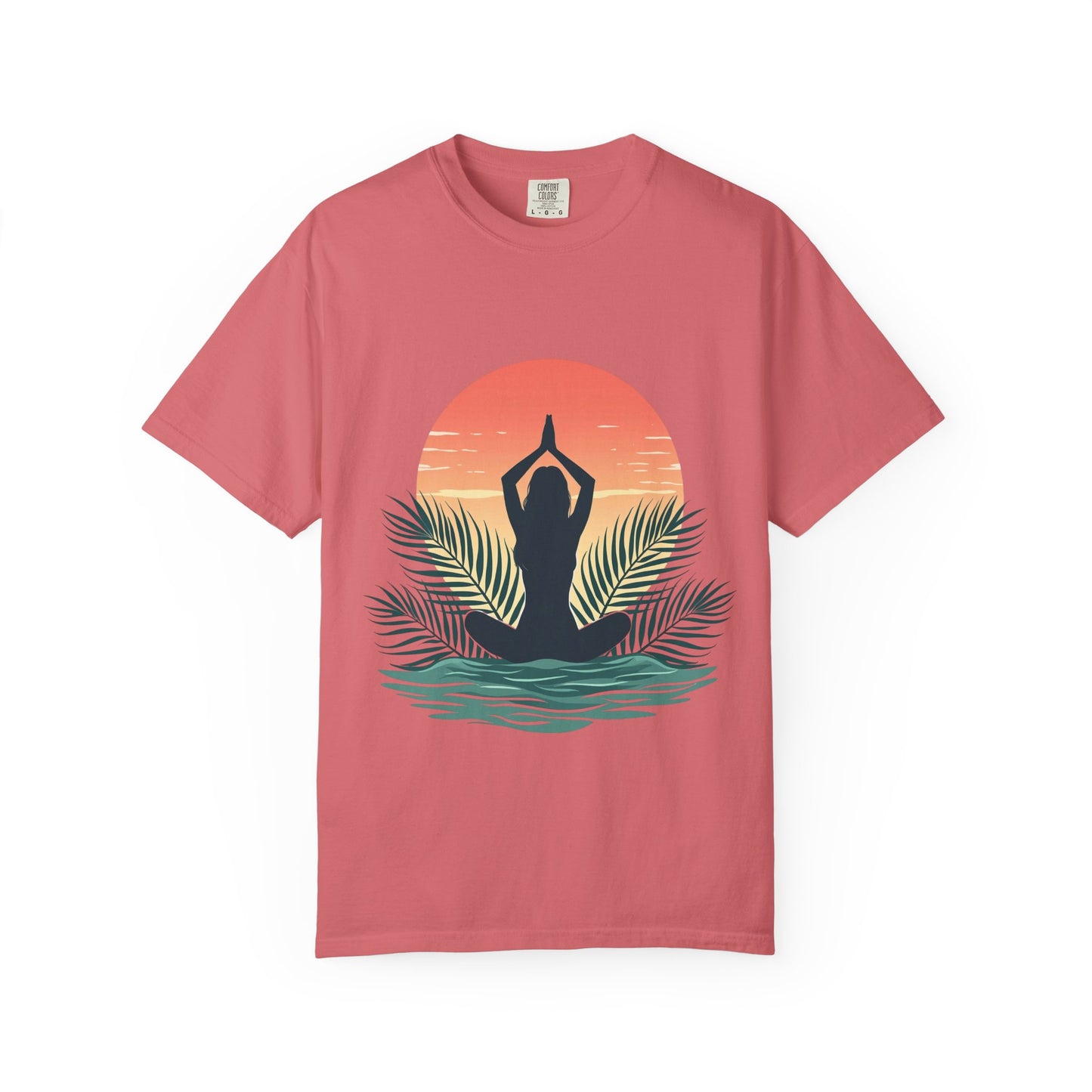 Sunset Yoga T-Shirt, Relaxed Fit Tee for Beach Lovers, Gift for Yoga Enthusiasts, Summer Apparel, Eco-Friendly Fashion
