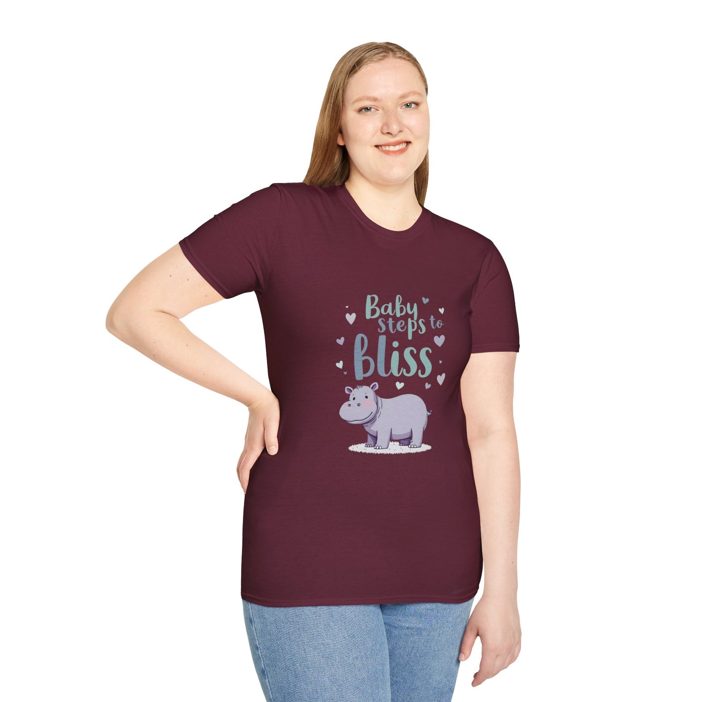 Baby Steps to Bliss Hippo T-Shirt, Cute Animal Tee, Gift for Kids, Fun Family Outing Shirt, Casual Everyday Wear
