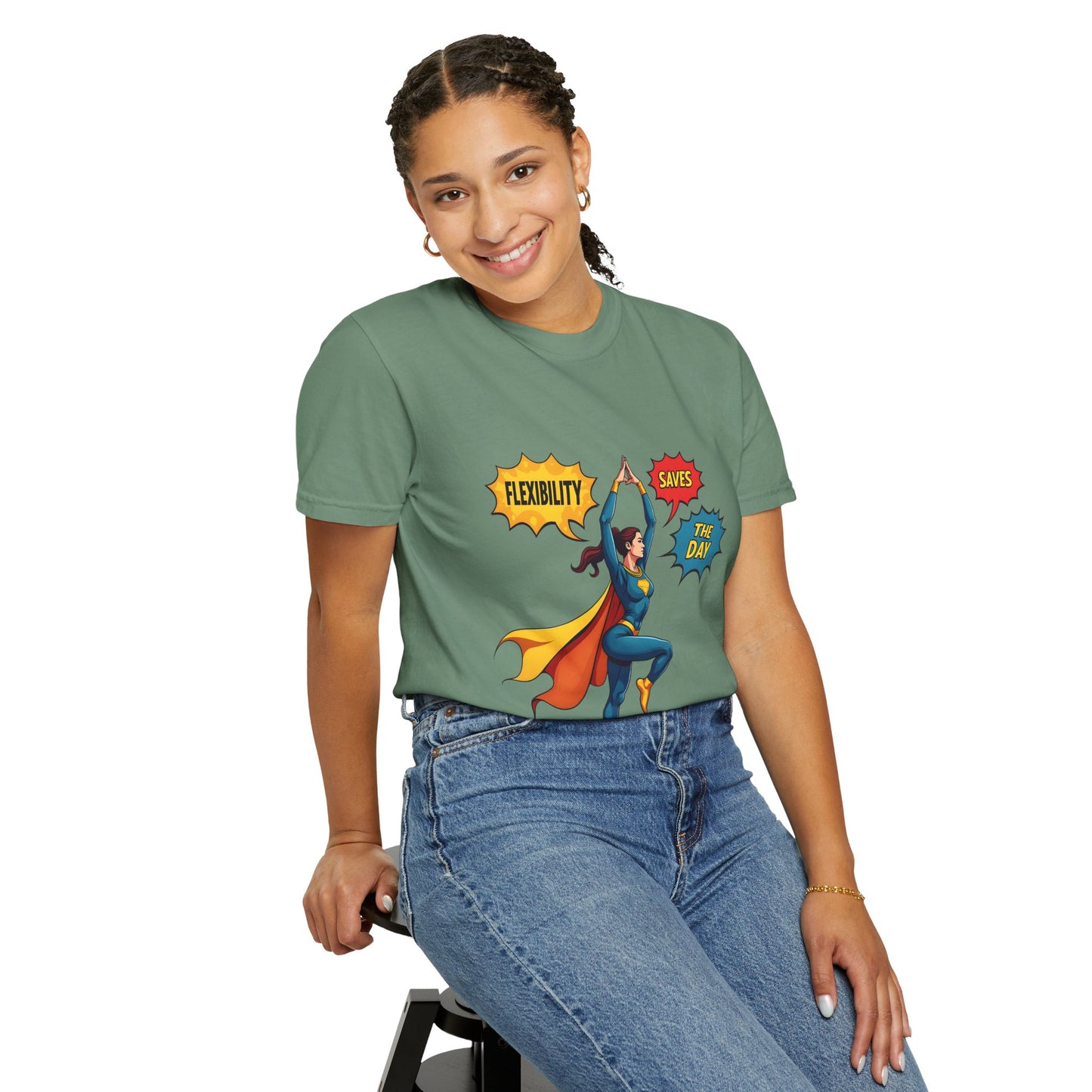 Flexibility Superhero T-Shirt | Unisex Garment-Dyed Tee for Fitness Lovers, Motivational Apparel, Gift for Athletes, Casual Wear, Gym Shirt